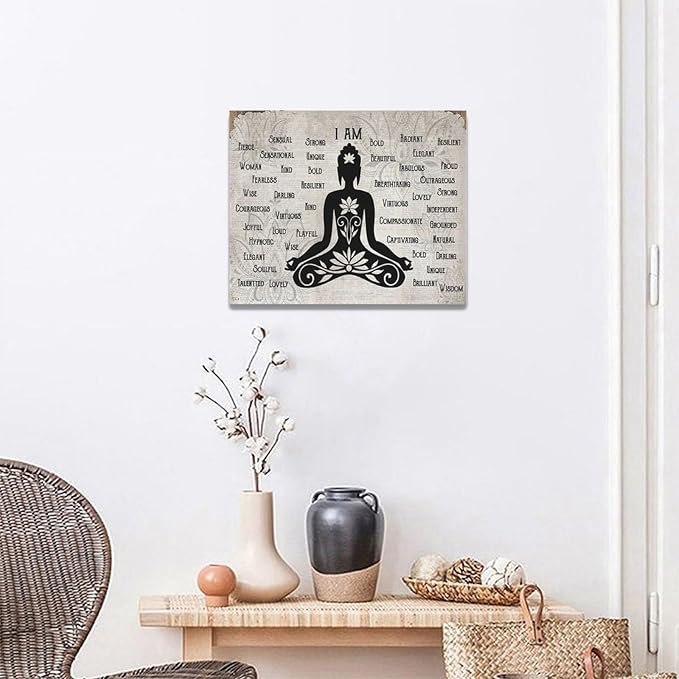 Zen Buddhism Canvas Wall Art Lotus Buddha Pictures Decor Canvas Motivational Painting Prints Wall Decor Framed Buddhist Artwork Gifts for Home Living Room Bedroom 20"x16"