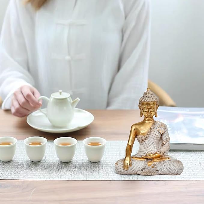 Buddha Statue for Home Decor Gold 10.2IN-Buddha Statues for Zen Decor - Buddha Statue for Spiritual-Buddha Decor for Living Room-Buda – Indoor Buddha Gift for Relaxation, Meditation or Shrine