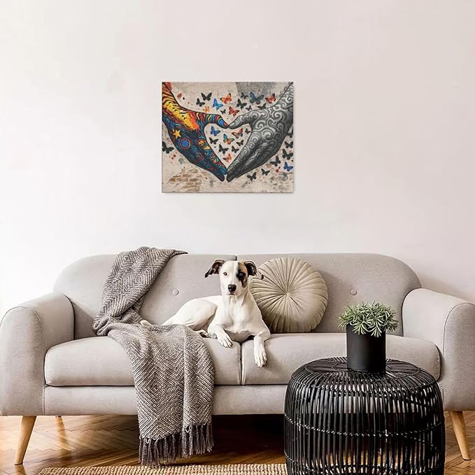 Banksy Hands Wall Art Graffiti Street Pop Art Canvas Prints Painting Wall Decor Abstract Gesture Picture Artwork Decoration Framed Gifts for Girls boys Bedroom Living Room Office Bathroom 20"x24"