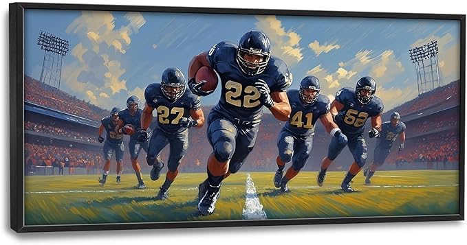 Glocmna Framed Large Wall Art for Living Room American Football Team Wall Decor Sport Theme Canvas Pictures Painting Print Gym Decor for Home Gym Artwork Decorations for Boys Bedroom Home Gifts 30"x60"