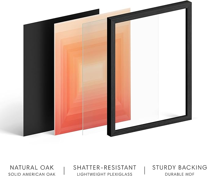 HAUS AND HUES Colorful Abstract Wall Art - Minimalist Retro Picture for Living Room Decor, Red and Pink Modern Wall Art Painting (Pink Geometric 2, Black Frame, 16x20)