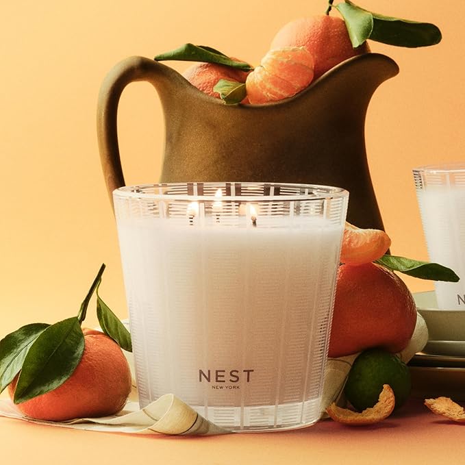 NEST New York Scented 3-Wick Candle, Sicilian Tangerine - 21.2 oz - Up to 100-Hour Burn Time - Reusable Glass Vessel