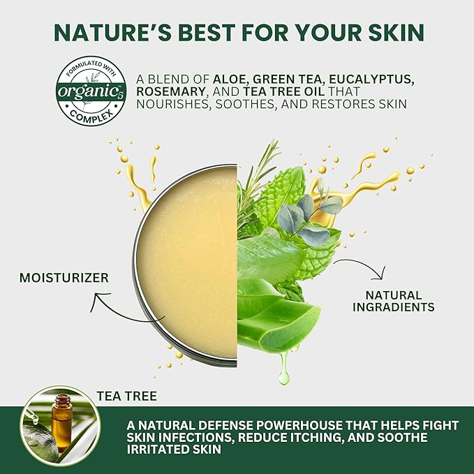 Tea Tree Oil MaxTherapy Balm, Itchy Skin Relief, Soothing for Rashes, Jock Itch, Athlete’s Foot, Chafing, Insect Bites, Folliculitis, Dry Sensitive Skin, Effective & Safe for All Ages, 2-Pack