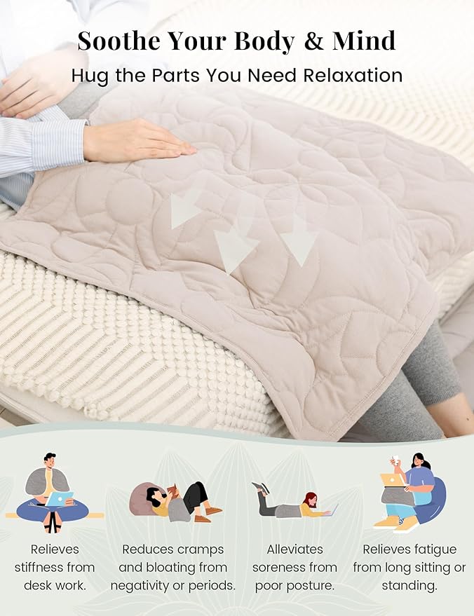 ZonLi Weighted Lap Blanket 5lbs for Meditation, Yoga, Napping, Sleeping and Travel, Cotton Weighted Blanket for Adults,Skin Friendly & Machine Washable, 29x24 inches, Cream White