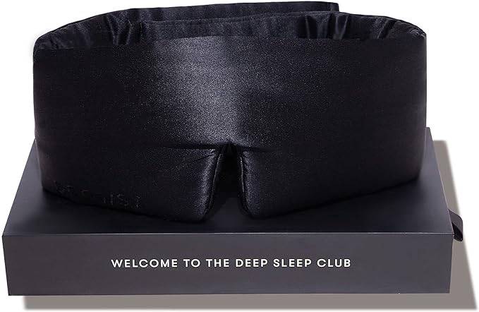 DROWSY Silk Sleep Mask - Face-Hugging, Padded Cocoon for Luxury Sleep in Total Darkness - 100% Pure Mulberry Silk (Black Jade)
