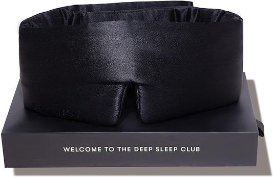 DROWSY Silk Sleep Mask - Face-Hugging, Padded Cocoon for Luxury Sleep in Total Darkness - 100% Pure Mulberry Silk (Black Jade)