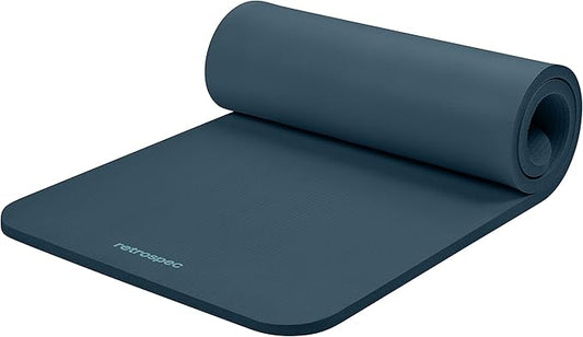 Retrospec Solana Yoga Mat 1" Thick With Nylon Carry Strap for Men & Women - Non Slip Exercise Mat for Home Yoga, Pilates, Stretching, Floor & Fitness Workouts