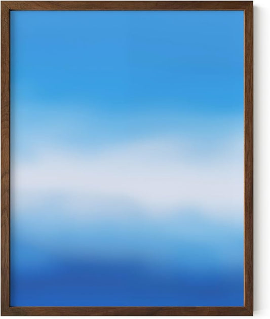 HAUS AND HUES Modern Abstract Wall Art - Blue and Green Living Room Art, Modern Artwork for Walls, Minimalist Picture for Living Room(Blue Tie-Dye, Walnut Frame, 11x14)