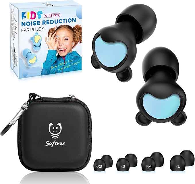 Kids Ear Protection Kids Ear Plugs (6-12yrs) - Reusable Everyday Noise Relief for Child Adult with Small Ear Canal, for Focus, Anxiety, Stress, School, Home, Playtime –26 dB Noise Reduction Earplugs