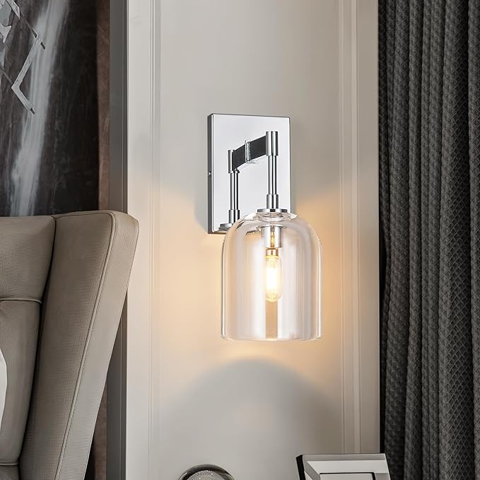Modern Crystal Wall Sconces Set of Two Indoor Chrome Wall Lamp Vanity Wall Lighting for Bathroom Bedroom Living Room Stair（2Pack）
