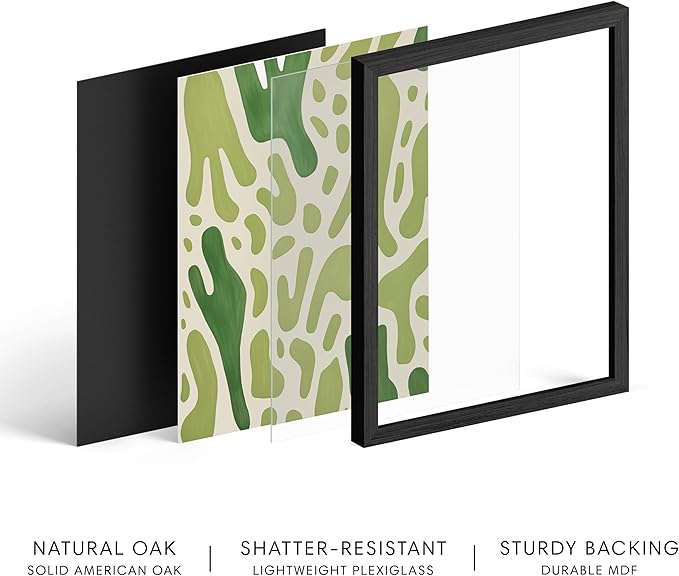 HAUS AND HUES Modern Abstract Wall Art - Blue and Green Living Room Art, Modern Artwork for Walls, Minimalist Picture for Living Room(Green Pattern, Black Frame, 8x10)