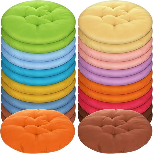 24 Pcs Round Floor Cushions Floor Pillows Meditation Seat Pillows Flexible Seating for Adults Kids, Chair Cushions for Classroom, Nursery, Living Room, Yoga(Medium 15.7 Inch,Colorful)