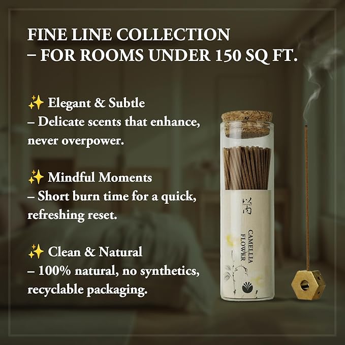 Focus & Harmony - Innergy Camellia Incense Sticks, Natural Floral Essence for Reading Calm, 150 Sticks