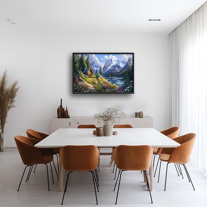Mountain Wall Art for Living Room, Large Landscape Canvas Wall Decor, Nature Pictures Framed Painting, Landscape Tree Artwork for Bedroom Office Home Decor 36L'' × 24W''