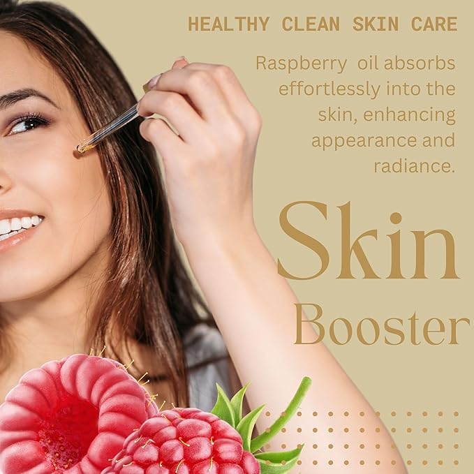Best Nature's Cosmetics Red Raspberry Seed Oil – 100% Pure, Organic, Cold-Pressed – Natural Face & Hair Moisturizer – Rich in Vitamin E, Omega 3 – Anti-Aging Skincare – 1 fl oz / 30 ml