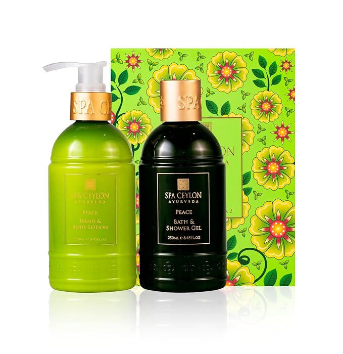 SPA CEYLON Peace Bath & Body Duo Set, Luxury Lavender & Lemongrass Body Wash & Lotion Set, Organic & Natural 250ml x 2