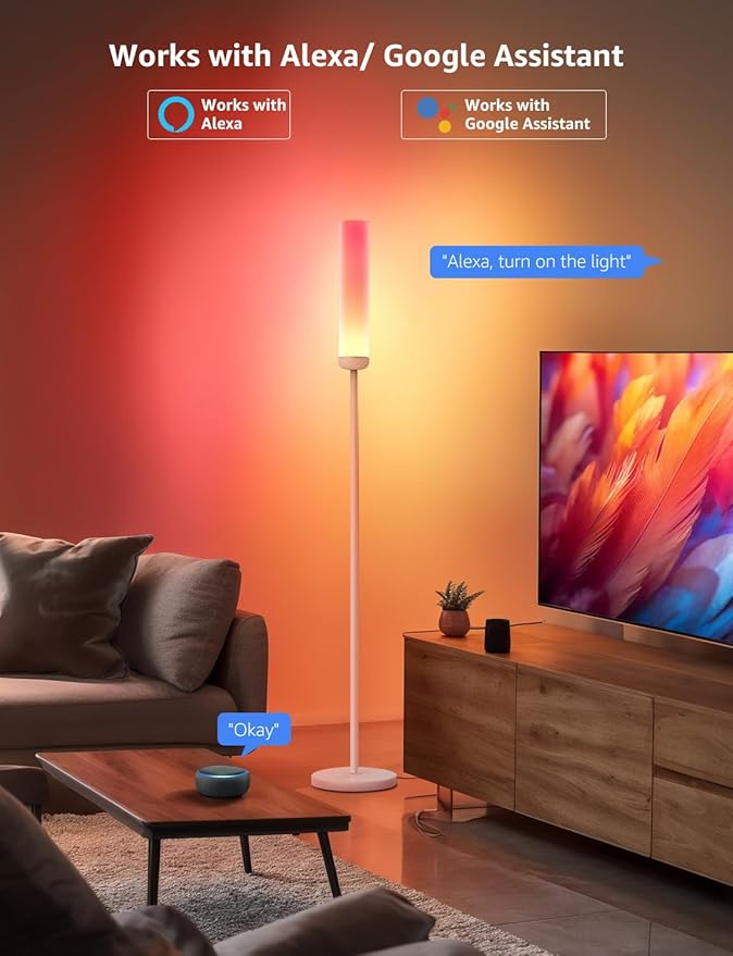 Lepro O1 AI Floor Lamp, 2300LM Smart LED Standing Lamp APP/WiFi Control, Alexa/Google Assistant Enabled, Modern Floor Lamp with Music Sync, DIY Mode, RGBCW &CCT, Lamps for Living Room, Bedroom, Office