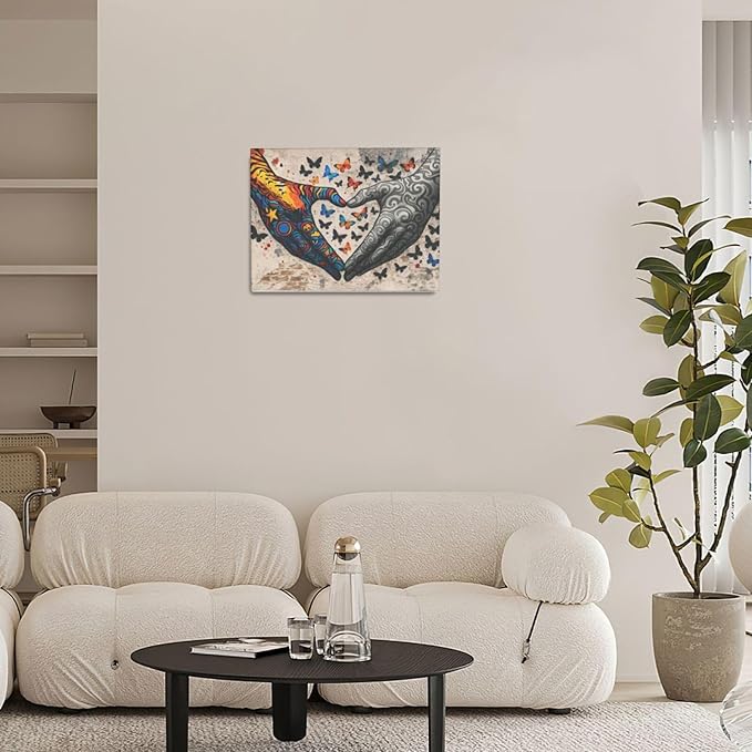 Banksy Hands Wall Art Graffiti Street Pop Art Canvas Prints Painting Wall Decor Abstract Gesture Picture Artwork Decoration Framed Gifts for Girls boys Bedroom Living Room Office Bathroom 12"x16"