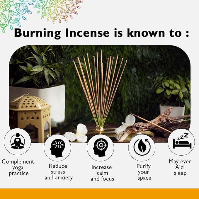 Sandalwood Incense Sticks 250g (Approx. 135 Handmade Sticks) with Free Holder | 45 Min Burn | Natural Charcoal-Free Agarbatti for Meditation, Yoga, Aromatherapy, Relaxation