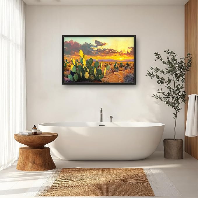 Western Cactus Large Wall Art Southwest Dessert Pictures Wall Decor Aztec Big Canvas Painting Prints Framed Artwork Home Decorations Above Bed for Bedroom Living Room Dining Room Bathroom 36"x24"