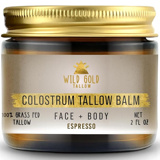 100% Grass Fed Tallow Balm with Colostrum & Emu Oil - Handmade Whipped Beef Tallow for Face and Body, Sensitive Skin Tallow Moisturizer made with True First Colostrum