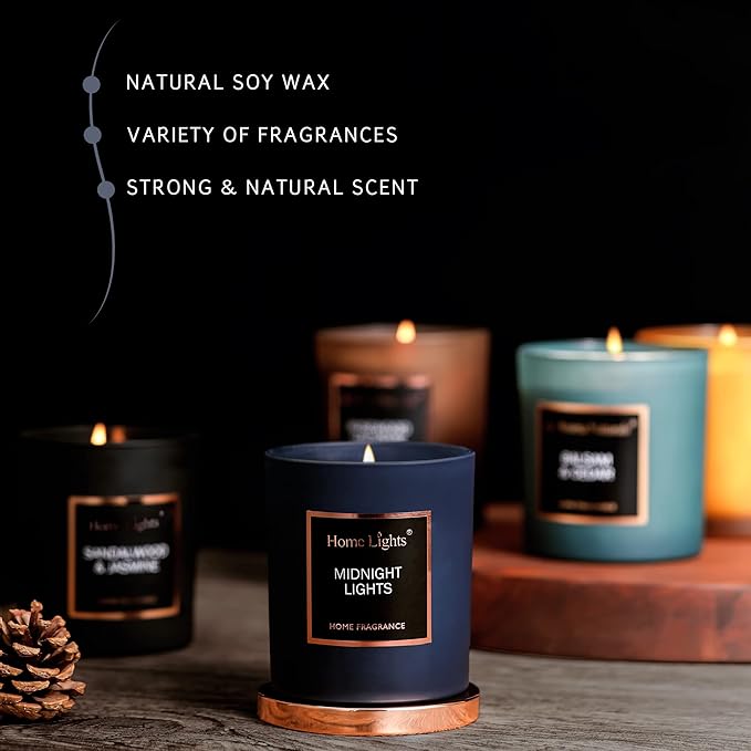 Scented Jar Candle with Favorite Natural Fragrances - Quality Soy Wax, Smokeless Cotton Wick, Long Lasting 35 Hour Burn. Includes Luxury Lid in Gift Pack
