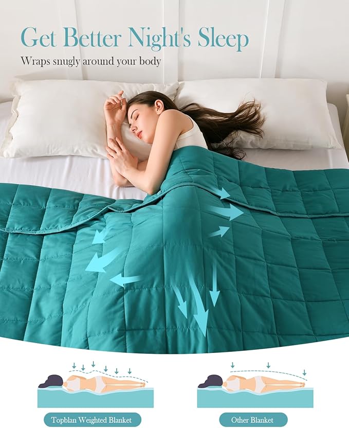 Topblan Cooling Weighted Blanket(48"x72" 12lbs Twin Size),Breathable Reversible Weighted Blanket for Adults,Cozy Heavy Blanket with Glass Beads, Weighted Blanket All Season, Green