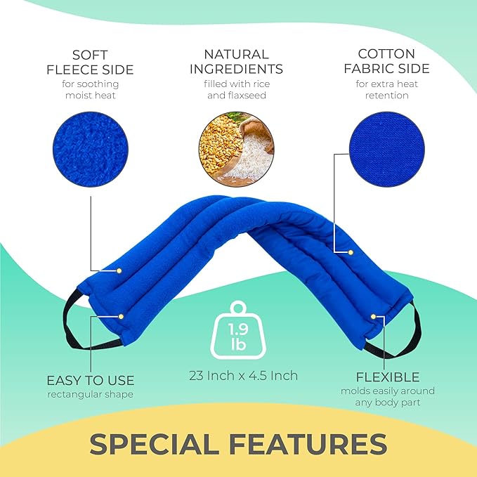 Microwavable Heating Pads for Lower Back, Neck, and Shoulder Pain Relief - Moist Microwave Heating Pad for Muscles and Joints - Microwave Hot Pack Heat Pad for Cramps -3 Heat Pack Blue