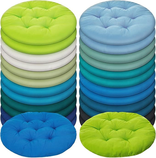 24 Pcs Round Floor Cushions Floor Pillows Meditation Seat Pillows Flexible Seating for Adults Kids, Chair Cushions for Classroom, Nursery, Living Room, Yoga(Medium 15.7 Inch,Blue-Green)