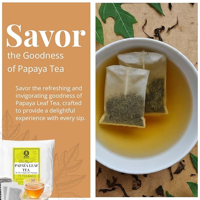 Premium Papaya Leaf Tea, 75Tea bags, 100% Natural Papaya Leaves, HerbalTea, No Additives, Caffeine Free, Non GMO, Gluten-Free, Vegan-Friendly. by Akshit