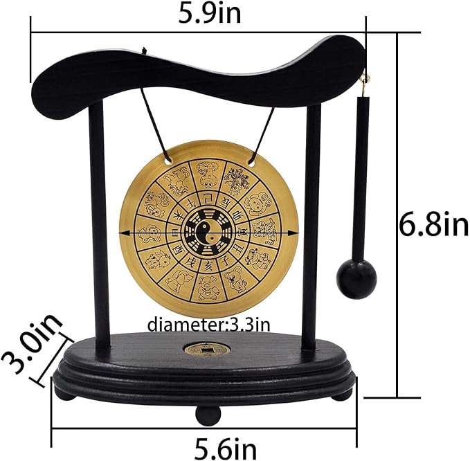fengshuisale Zen Art Brass Feng Shui Desktop Zodiac Gong W Red String Bracelet W3359