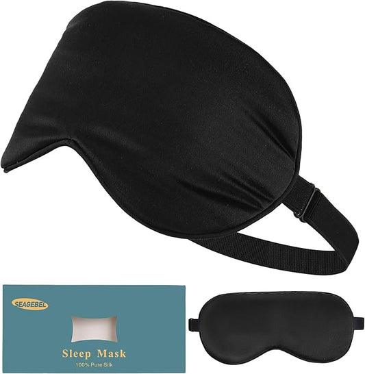 Sleep Mask 100% Pure Mulberry Silk Eye Masks with Adjustable Strap for Sleeping Mulberry Silk Eye Sleep Shade Cover Block Light Reduces Puffy Eyes Traveling Gifts
