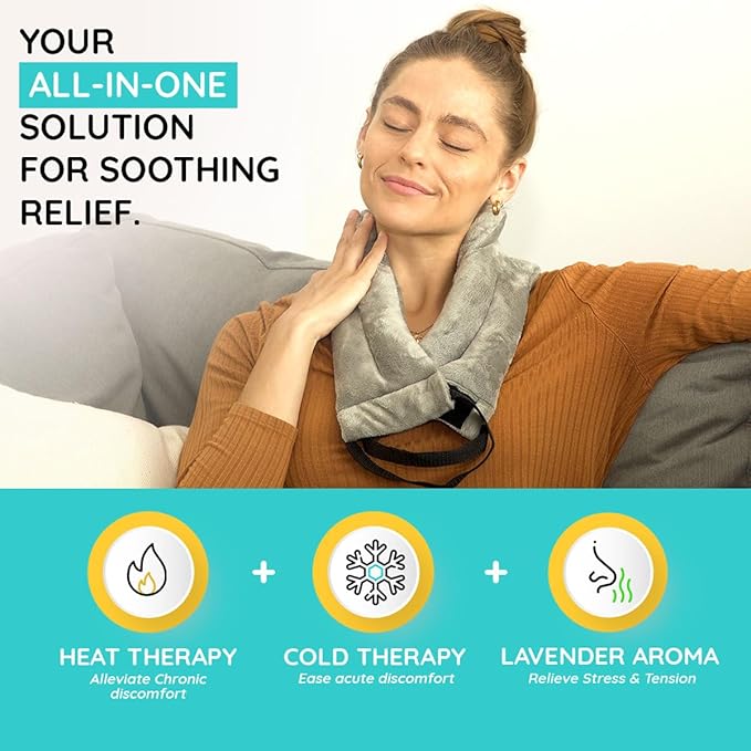 Microwavable Heating Pads For Neck Pain Relief, Back Pain, Shoulder Pain Relief - Microwave Heating Pad For Cramps And Muscle Relief, Hands-Free Heat Pack For Tense Muscle - 3 Packs - Lavender Scented