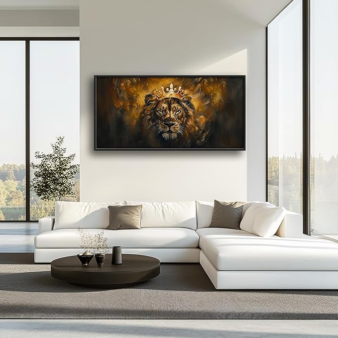 Lion Wall Art Lion Pictures Wall Decor Animal Canvas Prints Framed Artwork Paintings Home Office Decorations for Living Room Bedroom Dinning Room Corridor 60"x30"
