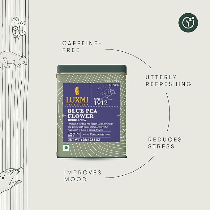 Luxmi Estates - Blueberry Herbal - Organic Blueberry Tea 100g (50 Cups) | Certified Organic Tea | Caffeine-Free