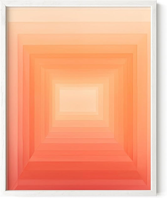 HAUS AND HUES Colorful Abstract Wall Art - Minimalist Retro Picture for Living Room Decor, Red and Pink Modern Wall Art Painting (Pink Geometric 2, White Frame, 11x14)