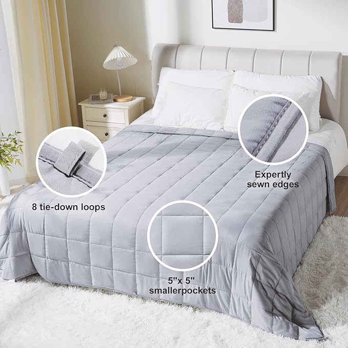 Lessymo Weighted Blanket King Size 20lbs, Soft Weighted Blanket for Adults, Washable Heavy Blanket for Sleeping, Microfiber Big Blankets with Premium Glass Bead for All-Season Comfort, 80"x87" Grey