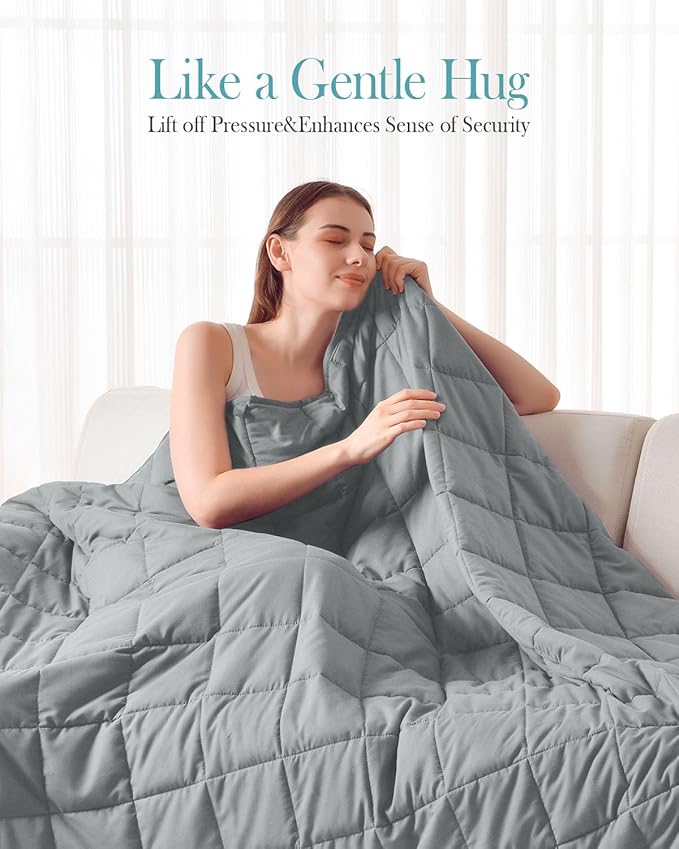 Topblan Weighted Blanket for Adults 15lbs, Breathable Big Weighted Blanket for Sleeping, Soft Heavy Microfiber Material with Glass Beads Blanket for All Season, Sofa Bed, 80"x87" King Size,Grey