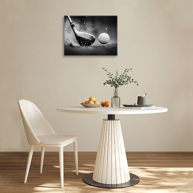 Olivine Golf Wall Art, Pictures Wall Decor, Black and White Sport Paintings, Golfing Sports Canvas Prints, Framed Artwork for Living Room Bedroom Bathroom Office Home Decoration 16"x12"