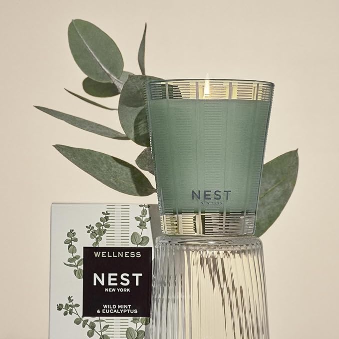 NEST New York Scented Classic Candle, Wild Mint & Eucalyptus - 8.1 oz - Up to 60-Hour Burn Time - Reusable Glass Vessel