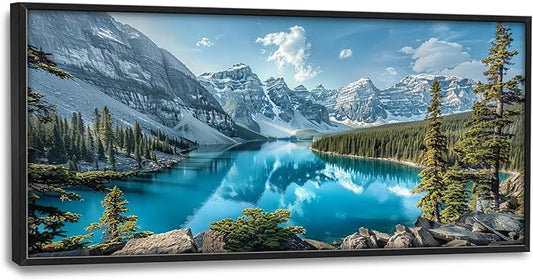 Colorado Wall Art Mountain Lake Pictures Wall Decor Nature Large Landscape Canvas Prints Artwork Paintings Home Office Decorations Above Bed Framed Artwork for Living Room Dinning Room 60"x30"