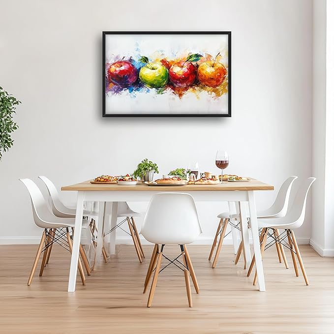Kylora Apples Canvas Wall Art Abstract Apple Pictures Wall Decor Fruit Prints Modern Artwork Painting Home Office Decorations For Bathroom Bedroom Dining Living Room 36"x24"