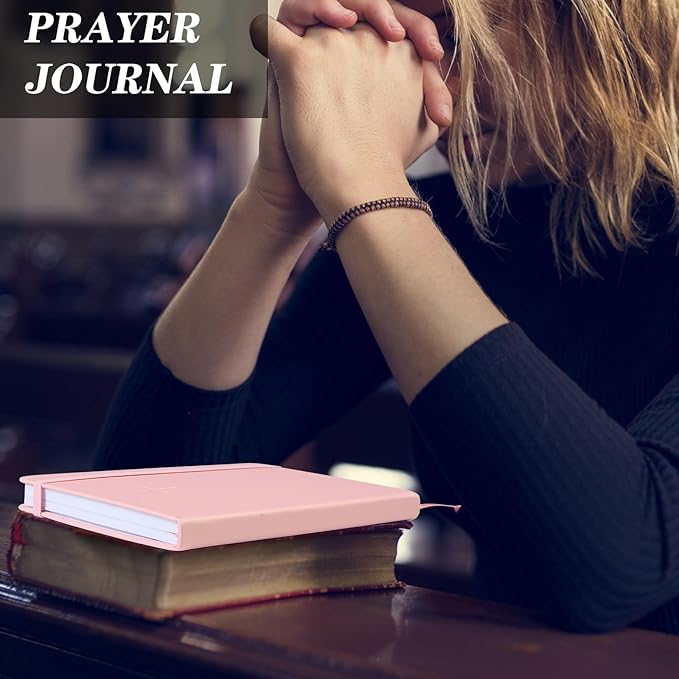 JUBTIC Bible Study Journal– Church Notes Notebook for Note Taking & Reflection, Guided Daily Faith Journal Journaling Kit – Faith Based Religious Gifts & Accessories (Pink)