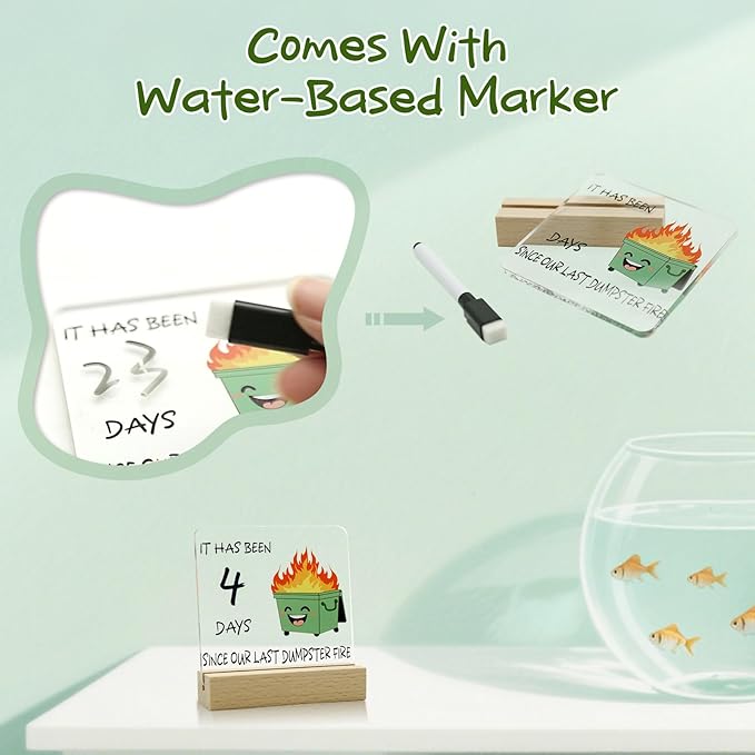 Dumpster Fire Desk Decor, Funny Office Ornament Gifts for Coworkers Employee Teammate Boss, Office Humor Desk Sign Plaque for Birthday White Elephant