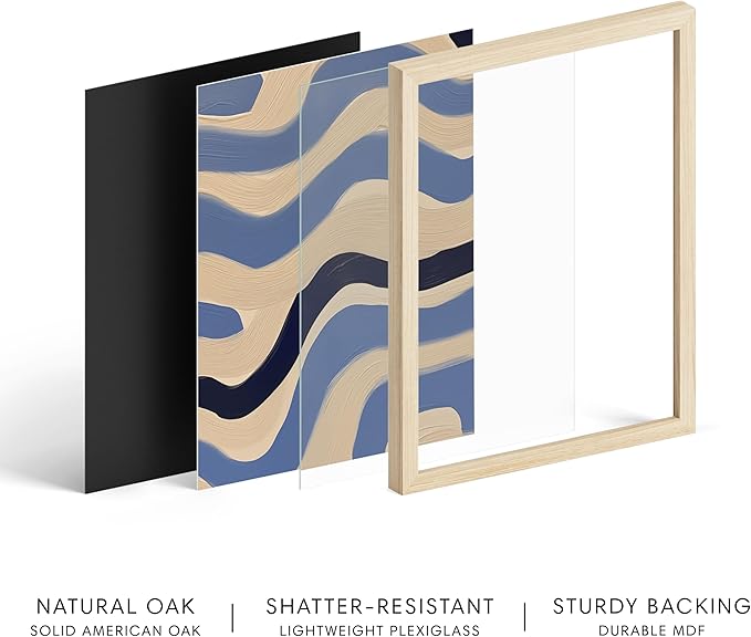 HAUS AND HUES Modern Abstract Wall Art - Blue and Green Living Room Art, Modern Artwork for Walls, Minimalist Picture for Living Room(Blue Abstract Pattern 4, Beige Frame, 24x36)