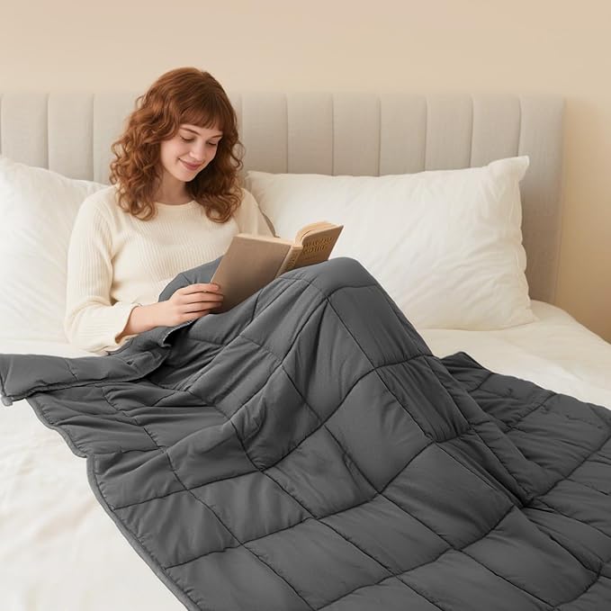 Weighted Blanket for Adults (20 lbs, 60" × 80", Grey) Queen Size Heavy Blanket for 190-210lbs, Breathable Weighted Throw Blanket with Glass Beads for All Season, Washable