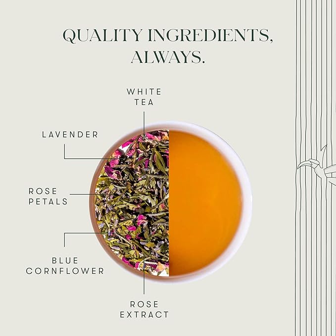 Luxmi Estates Lavender Valley Organic Lavender Tea (50 Tea Bags) Low Caffeine Tea Bags For Sleep, Relaxing, Calming, and Stress Relief, With Certified Organic Darjeeling Makaibari White Tea
