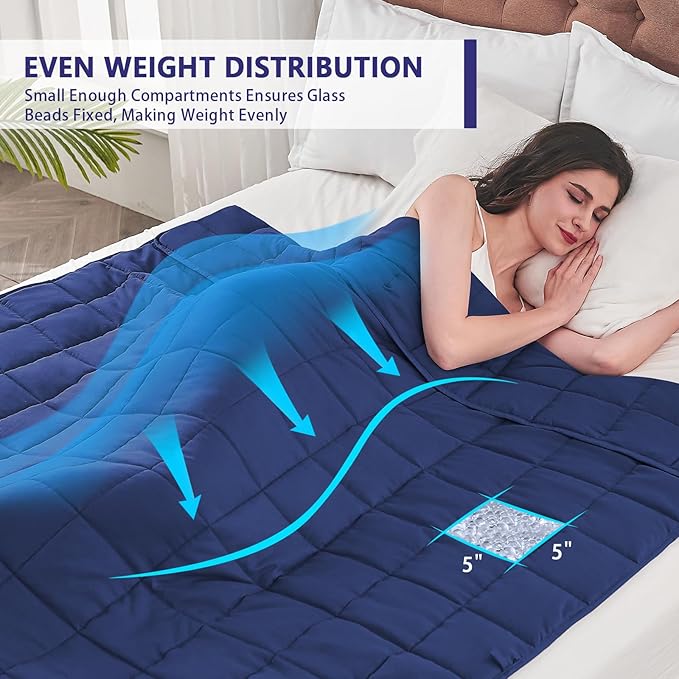 yescool King Size Weighted Blanket for Adults (25 lbs, 80” x 87”, Blue) Cooling Heavy Blanket for Sleeping Perfect for 240-260 lbs, Breathable Blanket for Adults & Couple All Season, Machine Washable