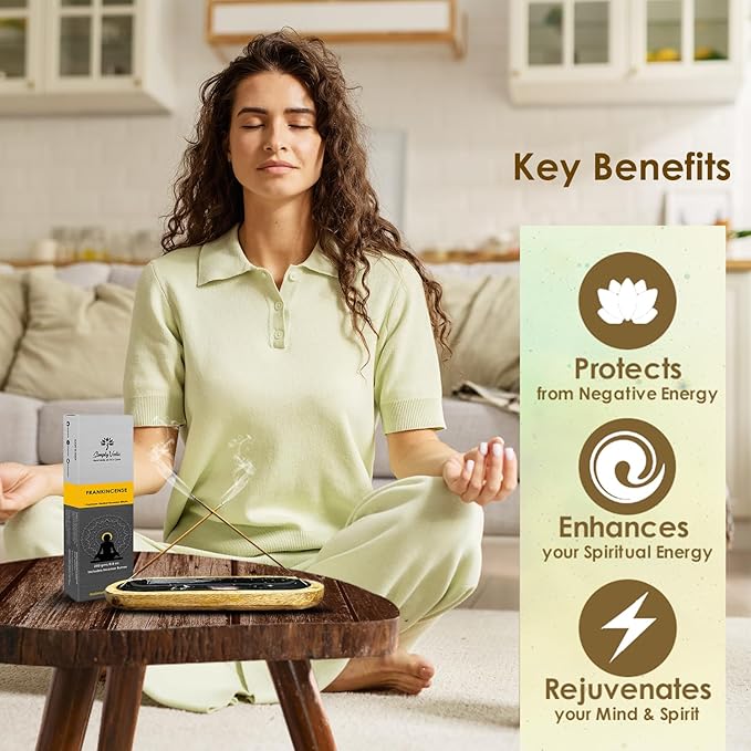 Frankincense Incense Sticks 250g | 135 Long-Lasting Natural Hand-Rolled Sticks + Holder | No Charcoal, 60 Min Burn | Aromatherapy, Yoga, Meditation, Spiritual Healing, Home Fragrance