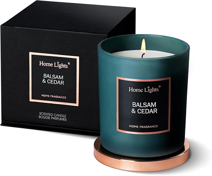 Scented Soy Candles, 35 Hours Burn Time, Natural Soy Wax, Home Fragrance Decor Gift for Women & Men, Balsam & Cedar